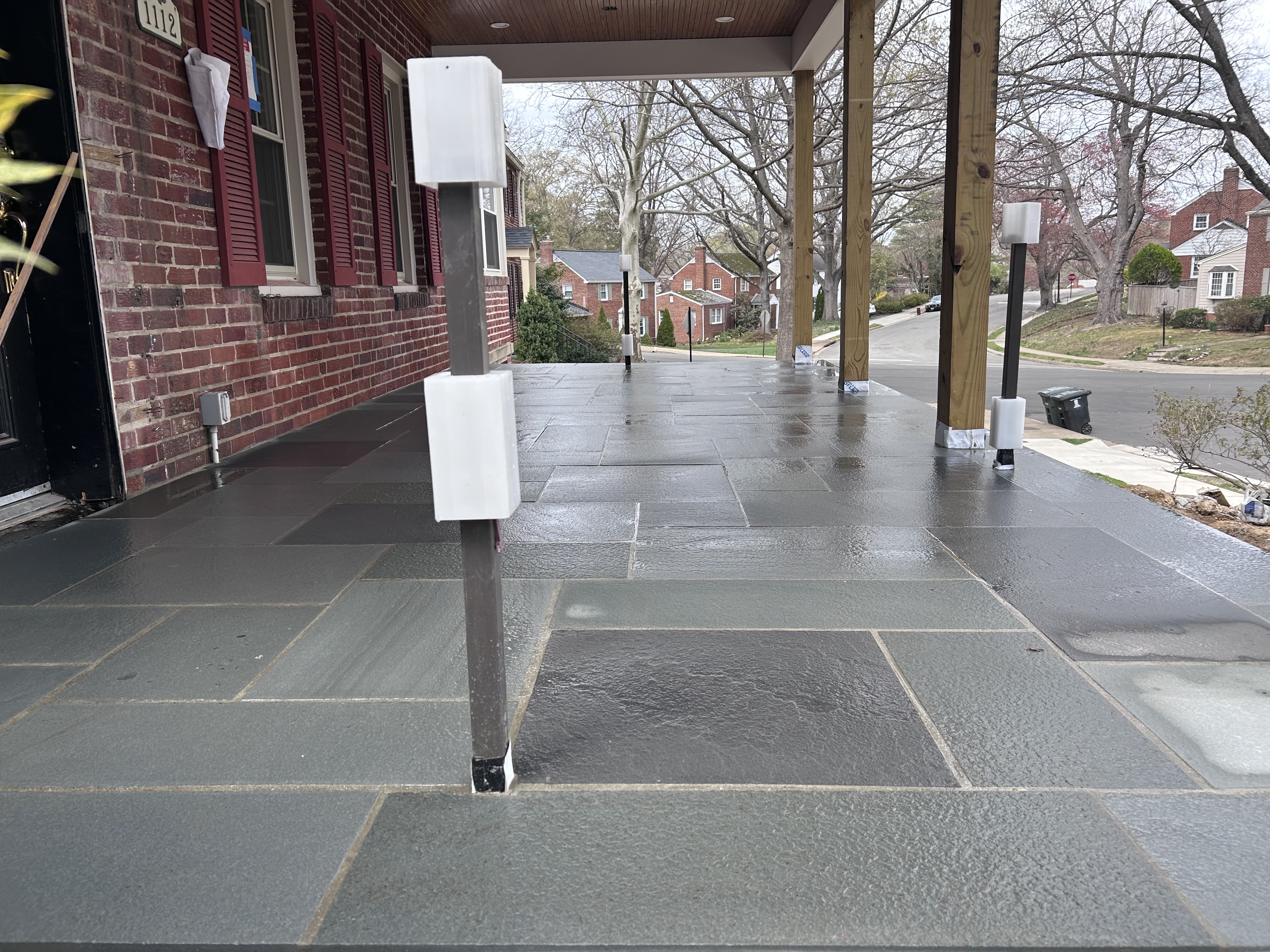 Covered porch bluestone floor
