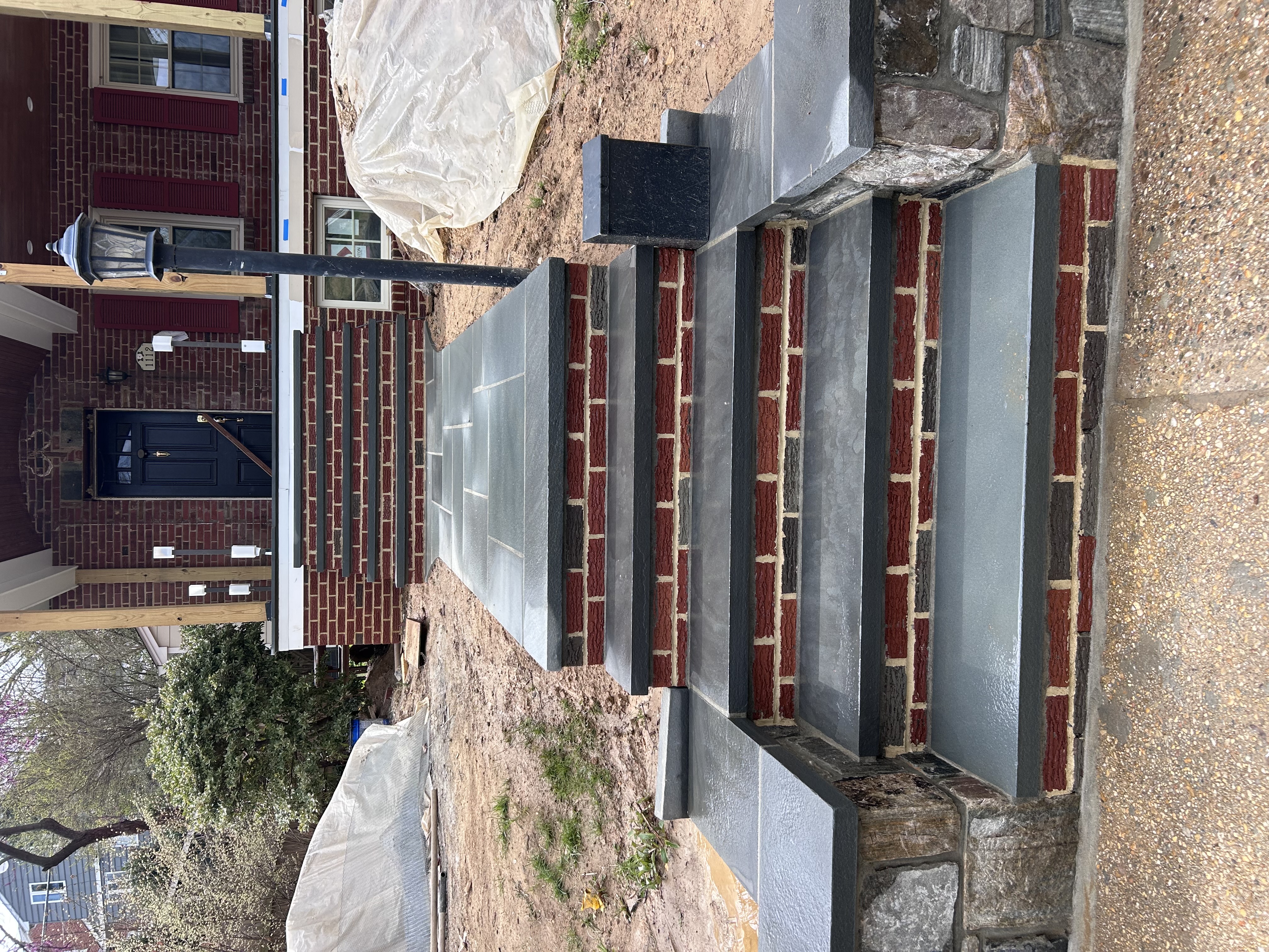Brick steps with bluestone treads