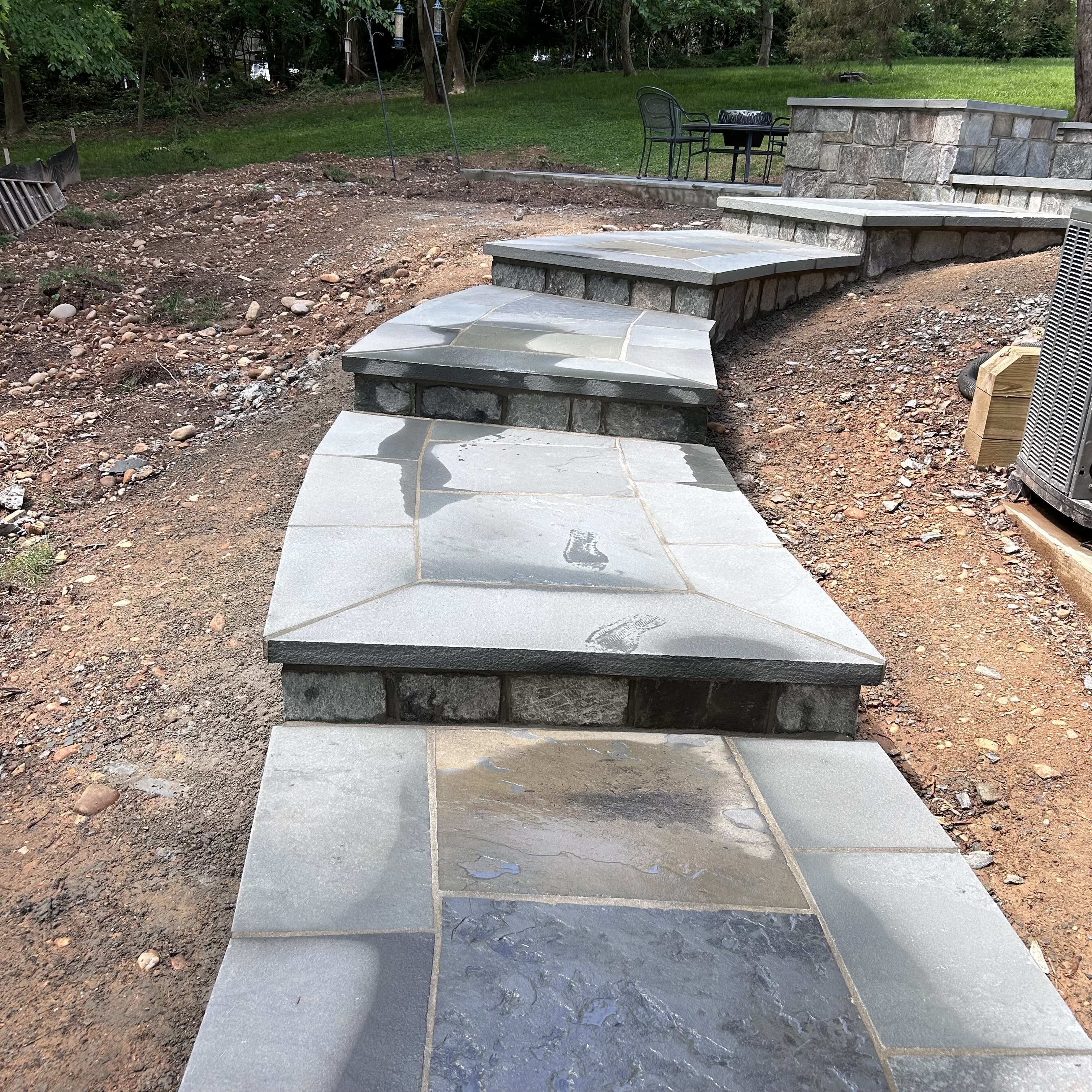 Tiered bluestone walkway and steps